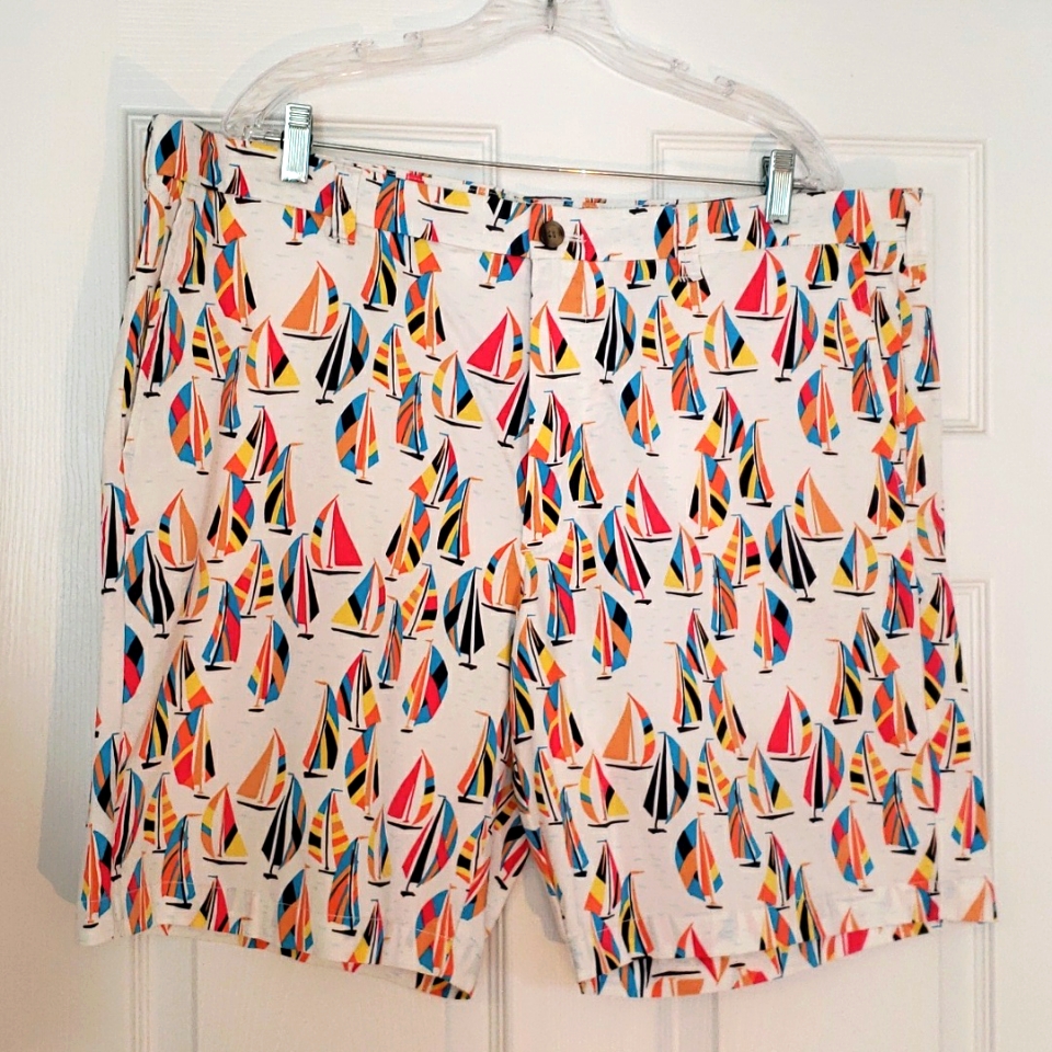 Sail Boat Print Bermuda Shorts
